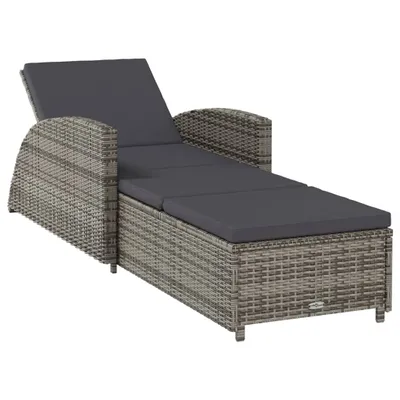 Obrázok produktu pre vidaXL Lehátko s tmavosivým poťahom Poly Rattan Grey