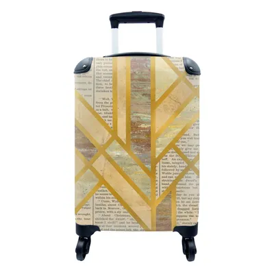 Produktbild von MuchoWow® Koffer Handgepäck Trolley Rollkoffer Kleine Reisekoffer mit 4 Rollen - Marmor - Vintage - Gold - Cabin Size < 55x40x23 cm & 55x40x20 cm - Fotokoffer - Kabinenkoffer - Boardgepäck - Reise-Box - Reisekoffer - Reisegepäck - Koffer mit Bild - Trolley für Kinder
