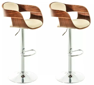 Produktbild von In And OutdoorMatch Luxus Barhocker Tyrique – Braun – Chrom – Modernes Design – 2er Set – Rückenlehne – Fußstütze – Für Küche und Bar – Gepolsterte Sitzfläche – Kunstleder