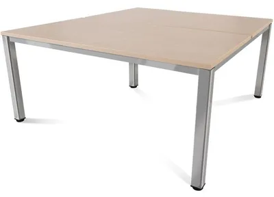 Produktbild von Mehrfacharbeitstisch Executive BxTxH 160x163x73cm Gestell verchromt Platte Melamin buche.