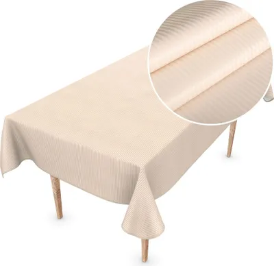 Produktbild von Tischdecke Wachstuch Premium Gestreift Beige Robust Wasserabweisend Breite 155 cm Länge 220 cm
