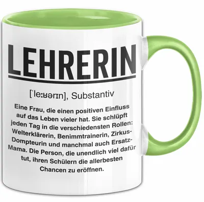 Produktbild von Unterricht Lehrer Wertschätzung Tasse Geschenk Lustige Geschenkidee Spruch Lehrerin (Grün)
