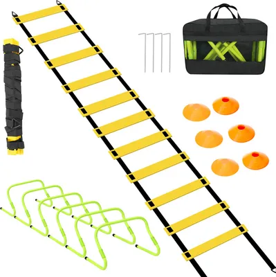 Obrázok produktu pre Yakimz Koordinačný rebrík Agility Training Set Futbalové klobúky Koordinačné prekážky Nastaviteľná pomôcka pre deti na tréning rýchlosti a obratnosti