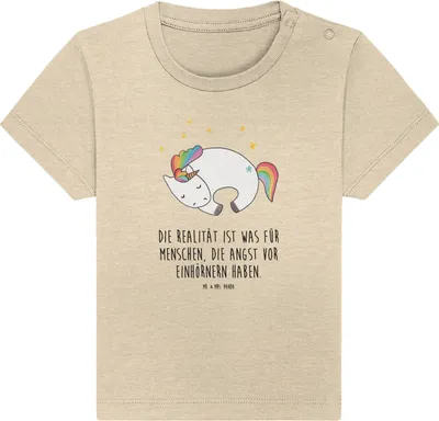 Produktbild von Mr. & Mrs. Panda Babyshirt Einhorn Nacht 12. - 18. Monat - Natural Raw - Geschenk, Organic Baby Shirt, , Menschen, T-Shirt, Unicorn, Einhörner, Realität