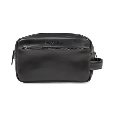 Produktbild von Negotia Mori Leder Kulturbeutel Schwarz – Necessaire, Waschtasche, Echtleder Reise-Kulturtasche