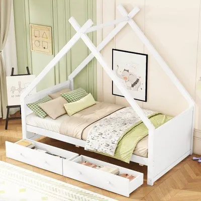 Zdjęcie produktu dla Łóżeczko dziecięce 90 x 200 cm, minimalistyczny barek, 2 schowki, kolor biały