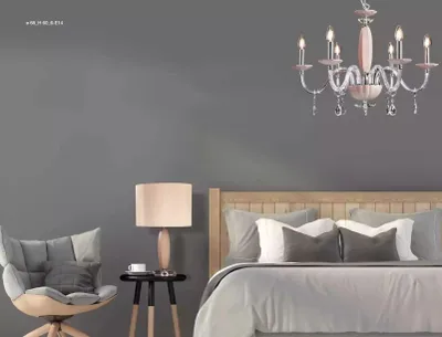 Obrázok produktu pre Stilvolle moderne beige abgehängte Deckenleuchte mit 6x Glühbirnen