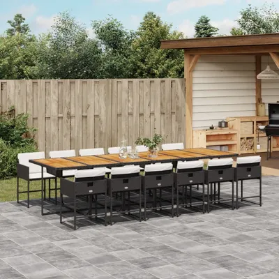 Produktbild von Best Möbel Gartenmöbel Set Balkonmöbel-Set 13-tlg. Garten-Essgruppe mit Kissen Schwarz Poly Rattan - Gartenmöbelgarnituren CL5721529 6parcel