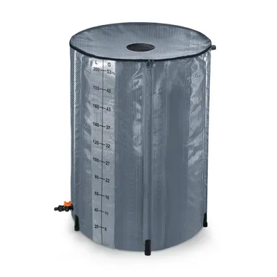 Produktbild von UISEBRT 200 Liter Faltbare Regentonne Regenwassertank Regenwassertonne mit Abflussventil und zusätzliche Skala für präzise Wasserstands, Anthrazit