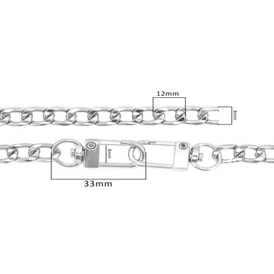 Produktbild von 1 Taschenkette 40 cm lang mit Karabinerhaken aus Metall Trageriemen Schulterriemen Variantenwahl, Größe:Variante 1 | 40 x 0.7 x 0.2 cm, Farbe:silber