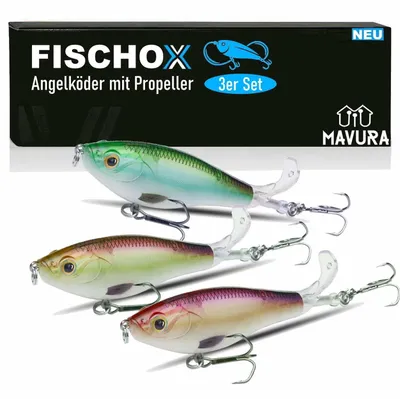 Immagine prodotto di FISCHOX esche da pesca esche da pesca con elica top bait Plopper, esche da pesca, ami BKK, luccio persico lucioperca trota, 3 pezzi