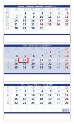 Immagine prodotto di Calendario trimestrale 2027, pieghevole, colore blu (N208-27)