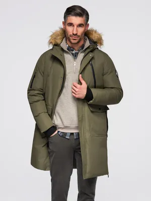 Productafbeelding van OMBRE herenjas, warm gevoerd, militair model, OM-JALJ-0148, donkerolijf, maat S