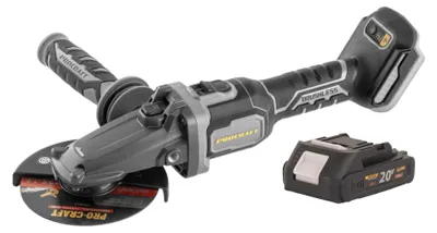 Obrázek produktu pro Procraft Industrial AG125Cbb akumulátorová úhlová bruska s plochou hlavou 20 V 125 mm bez kartáčů + 1x akumulátor 2,0 Ah - bez nabíječky