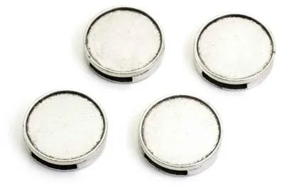 Produktbild von Vintageparts Schiebeperlen antik silberfarben rund für 18 mm Cabochons 19 mm, 4 Stück