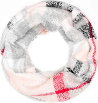 Produktbild von Damen Loop Winterschal Strickschal Karo Schal Schlauchschal Autiga® rosa-grau unisize