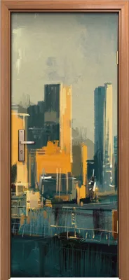 Produktbild von Türposter 80x200 cm Türaufkleber Türtapete Türfolie Klebefolie Wolkenkratzern bei Sonnenuntergang