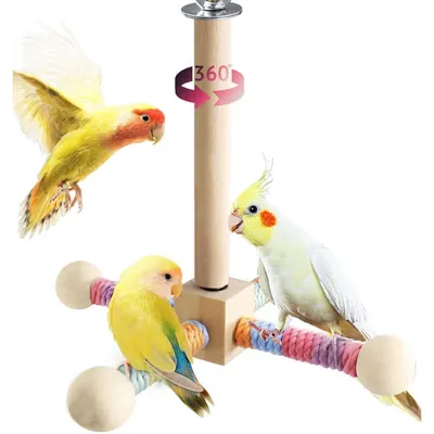Productafbeelding van Houten vogel speelgoed, draaiend (360°), geschikt voor parkieten, papegaaien en hamsters