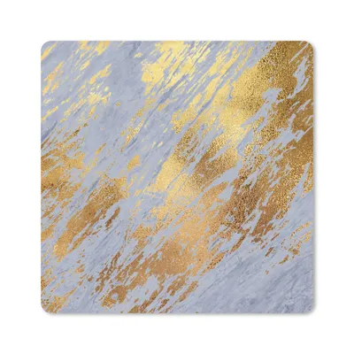 Produktbild von MuchoWow® Mauspad Mousepad Marmor - Blau - Gold 20x20 cm - Mousepads - Maus Mat - Pad - Mausunterlage - Desk Mat - Bureauartikeln