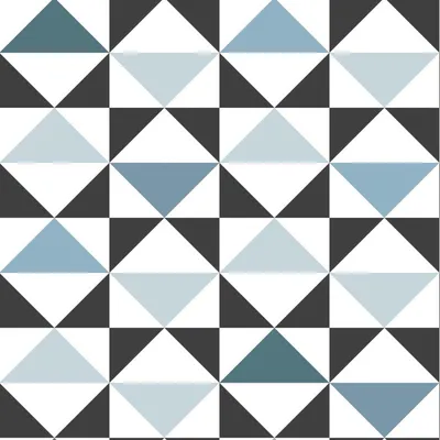 Produktbild von ESTAhome Tapete grafische Dreiecke Weiß, Schwarz, Vintage Blau und Hellblau 53 cm x 10.05 m