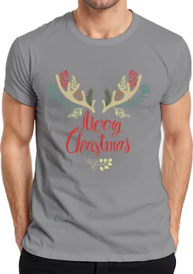 Obrázok produktu pre Merry Christmas Reindeer Firs - vianočný darček Vianočné pánske tričko, sivá, L