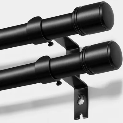 Gardinenstangen 2er-Set, ausziehbar, schwarz, 80-148 cm, 25 mm