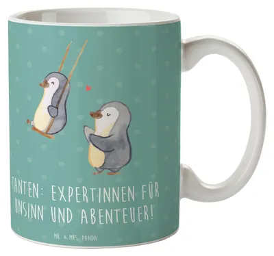 Produktbild von Mr. & Mrs. Panda Kaffeetasse Tante Abenteuer - Meeresbrise - Geschenk, Jubiläen, spielen, Neffe, Nichte, Teetasse, Tasse mit Spruch, Liebe, Henkelbecher, Familienbande