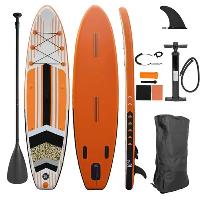 Obrázek produktu pro Stand Up Paddle Board oranžový, 320 x 81 x 15 cm, nafukovací, včetně pádla, pumpy, batohu a opravné sady