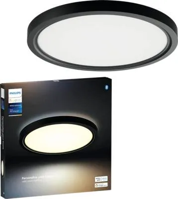 Produktbild von Philips Hue White ambience Tento rundes WA LED-Deckenpanel 29,1 cm schwarz, Bluetooth/Zigbee, Schwarz, 2200 K, 6500 K, 16,6 W, 25000 h