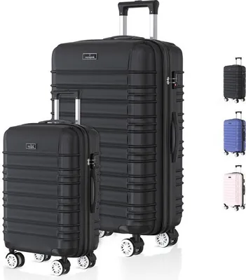 Image de Voyagoux® AVALON - Ensemble de voyage S/L - Valises - 2 pièces - Valise de voyage avec roulettes - Noir - Serrure TSA