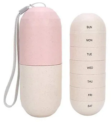 Immagine prodotto di Organizzatore di pillole settimanale, a forma di capsula, impermeabile e portatile, per vitamine e farmaci