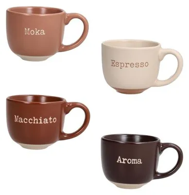 Produktbild von 4er-Pack Kaffeetassen ohne Untertassen, 100 ml, Barista-Stil, mehrfarbig