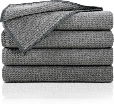Produktbild von Famanu Mikrofaser Geschirrtücher 4er Set - Anthrazit, 50x70 cm, fusselfrei, Waffelstruktur