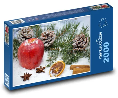 Zdjęcie produktu dla Puzzle 2000 Boże Narodzenie - czerwone jabłko i szyszka - martinpuzzle