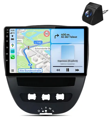 Produktbild von Mit Rückfahrkamera Autoradio für Peugeot 107 Citroen Toyota Aygo C1 2005-2014 CarPlay Android Auto GPS Navi WIFI 4G DAB+ 10 Zoll 6+128GB Radio