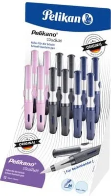 Produktbild von Pelikan 606851, Gemischte Farben, Kartuschenfüllsystem, Blau, Edelstahl, Medium, Rechtshändig