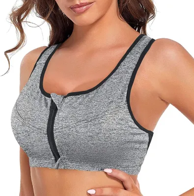 Produktbild von SHEKINI Sport-BH mit Reißverschluss Fitness Yoga Fitnessstudio Grau 3XL