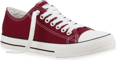 Produktbild von Mytrendshoe Herren Sneakers Sportschuhe Stoffschuhe Schnürer 94238, Farbe: Dunkelrot Lucky, Größe: 37