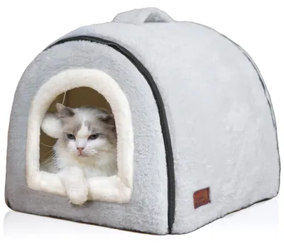 Productafbeelding van OMIVIER kattenbed voor huiskatten, inklapbare kattenhol, antislip en waterafstotend