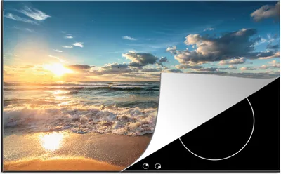 Produktbild von KitchenYeah© Herdabdeckplatte Strand - Meer - Sonnenuntergang , 76x51cm, Küche Deko, Glaskeramikkochfeld Herdabdeckung, Abdeckplatte fùr Kochfeld