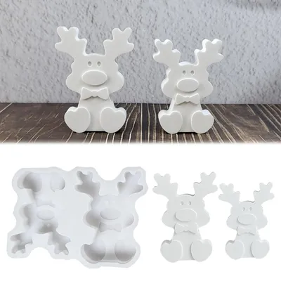 Produktbild von 2 Silikonformen, Gießformen, Elch, Weihnachten, Kerzenformen, Gips, Basteln, DIY