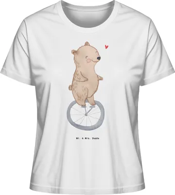 Produktbild von Mr. & Mrs. Panda T-Shirt für Frauen Bär Einrad fahren Größe S - Weiß - Geschenk, Shirt Mit Print Damen, Oberteil, Basic, Kurzarmshirt, Spruch