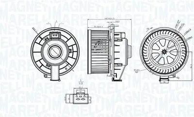Produktbild von MAGNETI MARELLI Gebläsemotor 069412253010 für FORD Fiesta Mk6 Schrägheck (JA8, JR8) 149mm