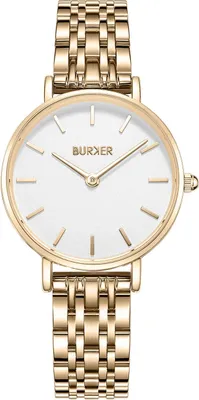 Zdjęcie produktu dla Zegarek damski BURKER Ruby Petite z bransoletą z ogniw - Białe złoto - 28 mm