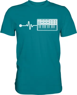 Produktbild von Modulares Synthesizer Keyboard Synth Heartbeat T-Shirt – Diva Blue / XXL