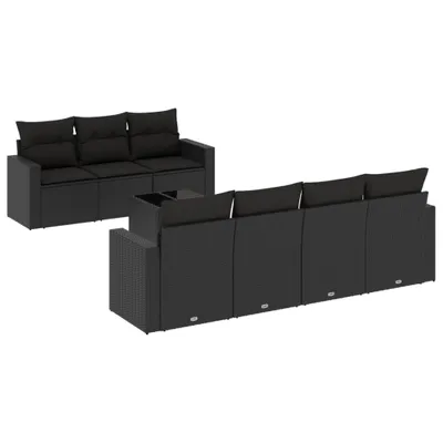 Produktbild von vidaXL 8-tlg. Garten-Sofagarnitur mit Kissen Schwarz Poly Rattan