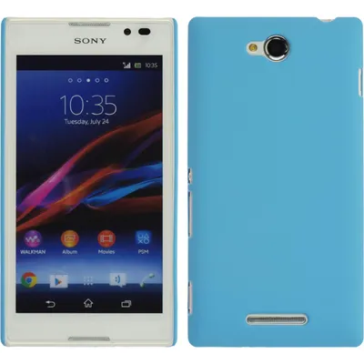 Produktbild von PhoneNatic Case kompatibel mit Sony Xperia C - Hülle hellblau gummiert Hard-case + 2 Schutzfolien