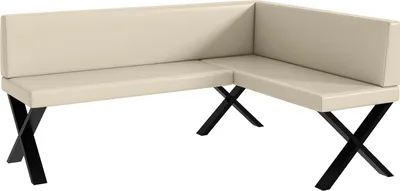 Produktbild von MEBLINI Eckbank für Esszimmer - Küchenbank - Essecke - Sitzecke Küche - TONI - X-Beine 128x168x87cm Rechts - Creme Kunstleder