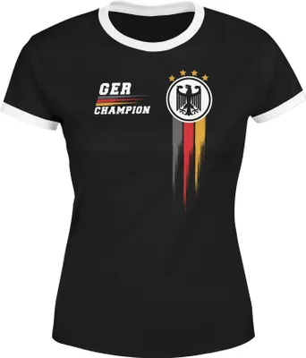 Produktbild von Damen EM-Shirt Deutschland Fußball Fanshirt Germany Champion Europameisterschaft 2021 Moonworks® schwarz-weiß S