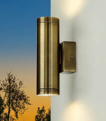 Produktbild von Up Down Wandlampe außen Messing massiv IP64 rostfrei Eingangsbereich Balkon Wandleuchte Außenlampe